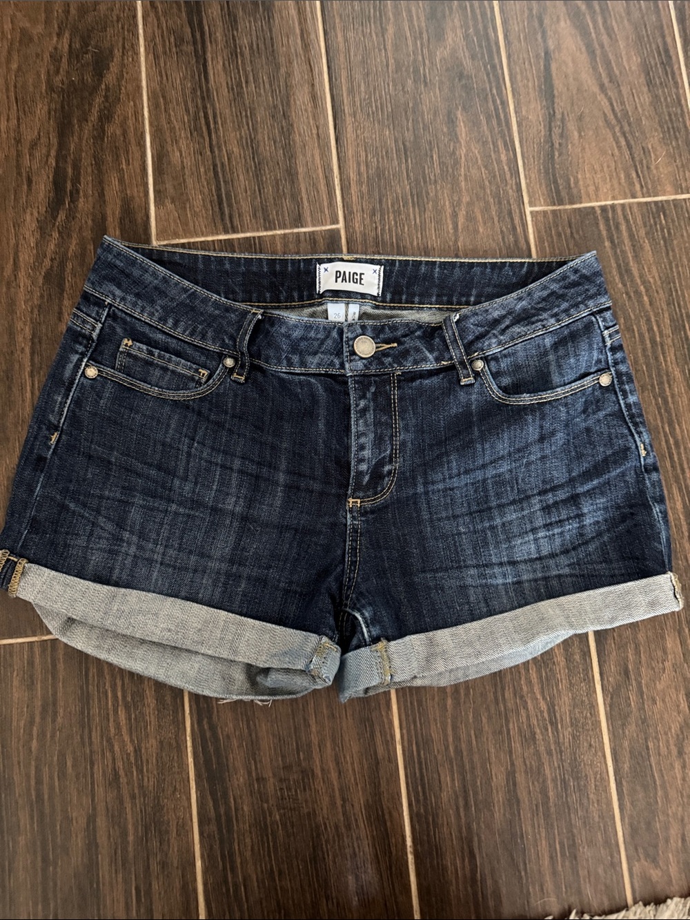 PAIGE size 26 Dark Indigo Rolled Cuff Denim Shorts